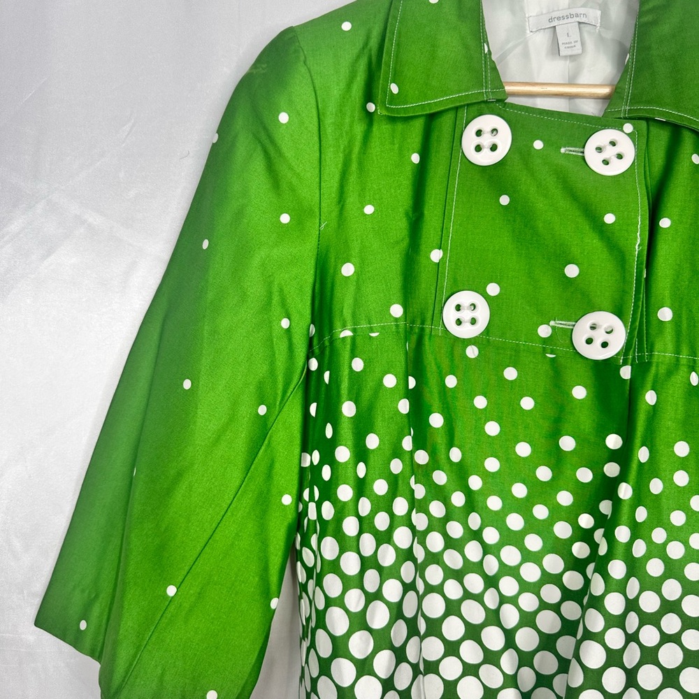 Dressbarn Vibrant Green Polka Dot Crop Coat Size L - Picture 2 of 11